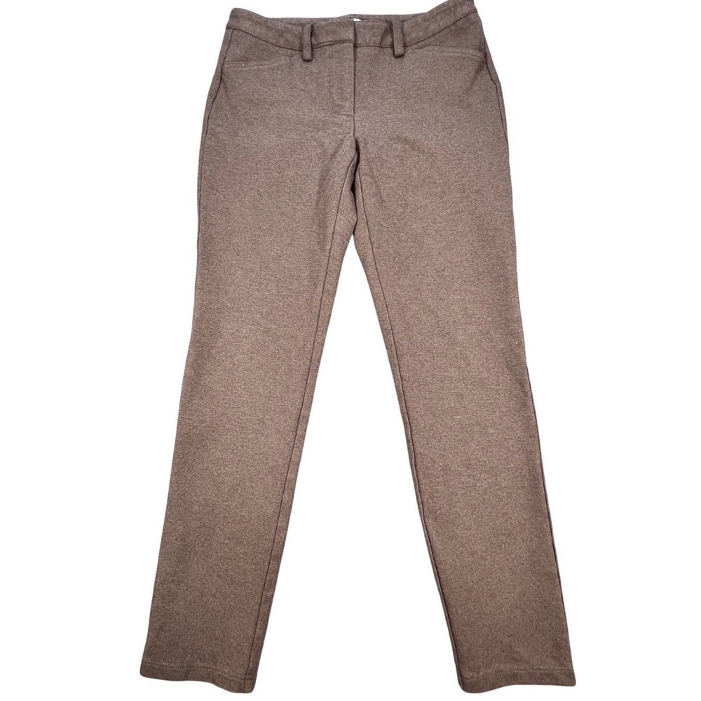 Calvin Klein Brown Stretch Ponte Knit Slim Straight Leg Trousers Womens 4